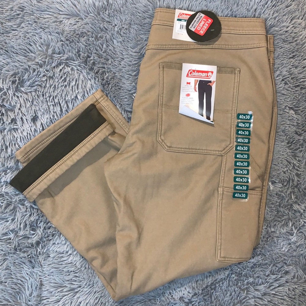 NWT Mens Coleman Canvas Fleece Lined Pants Size 40x30